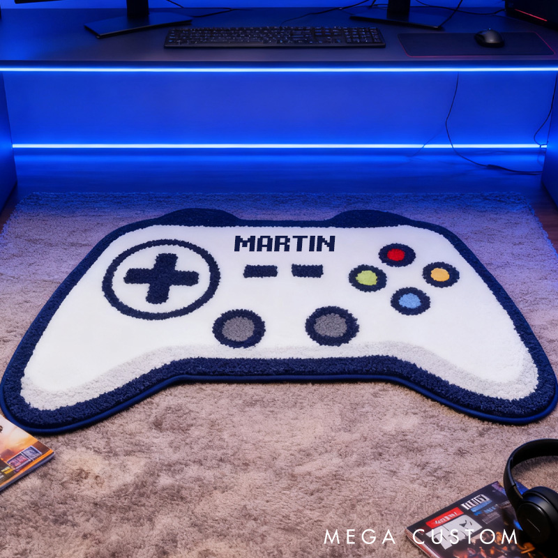 Personalized Game Controller Console Rug Doormat Gamer Room Decor Gift for Game Lover