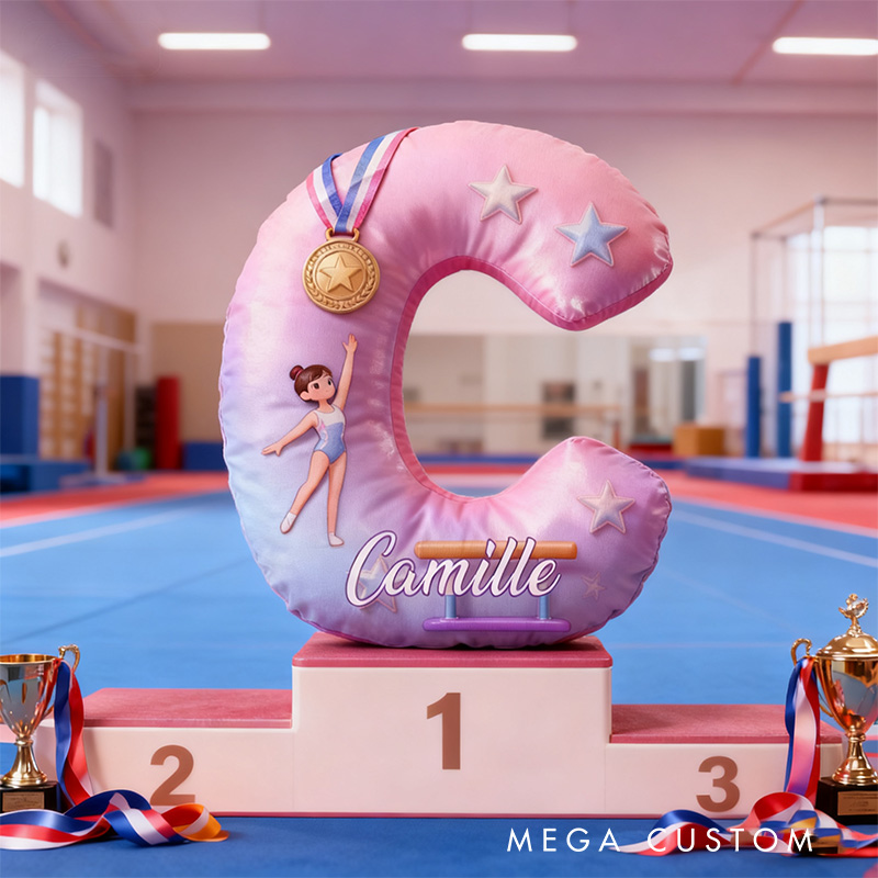 Personalized Graphic 3D Print You Are My Champion Gymnastic Alphabet Shaped Pillow for Gymnastic Lovers Initial Pillow Christmas Gift for Kids