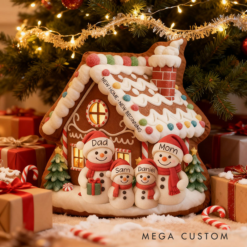 Personalized Family House Pillow Custom Family Name Christmas Holiday Throw Pillows Housewarming Gift