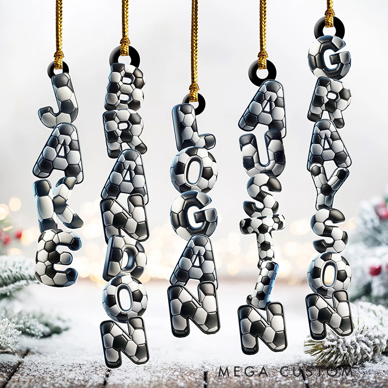 Personalized Soccer Acrylic Christmas Ornaments with Custom Name