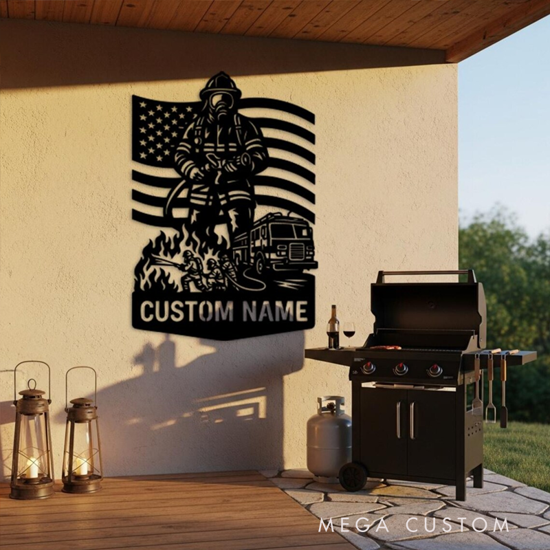 Personalized Firefighter Metal Wall Art with Custom Name Gift for Firefighters and Everyday Heroes