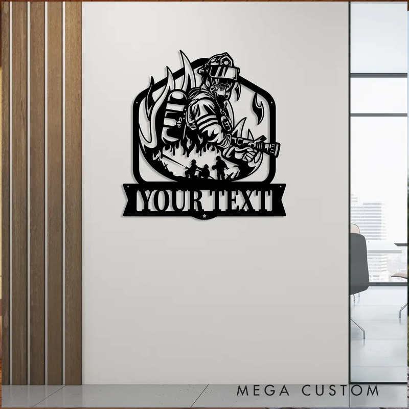 Personalized Firefighter Themed Metal Wall Art with Custom Text Gift for Firefighters and Everyday Heroes