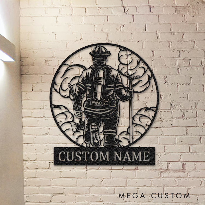 Personalized Firefighter Metal Wall Art with Custom Name Unique Gift for Firefighters Families