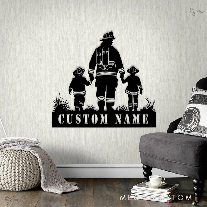 Personalized Firefighter Family Metal Wall Art with Custom Name Thoughtful Gift for Firefighters and Their Loved Ones
