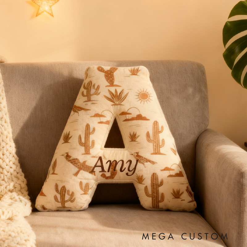 Personalized Desert Explorer Initial Pillow Graphic 3D Print Pillow for Travel Lovers