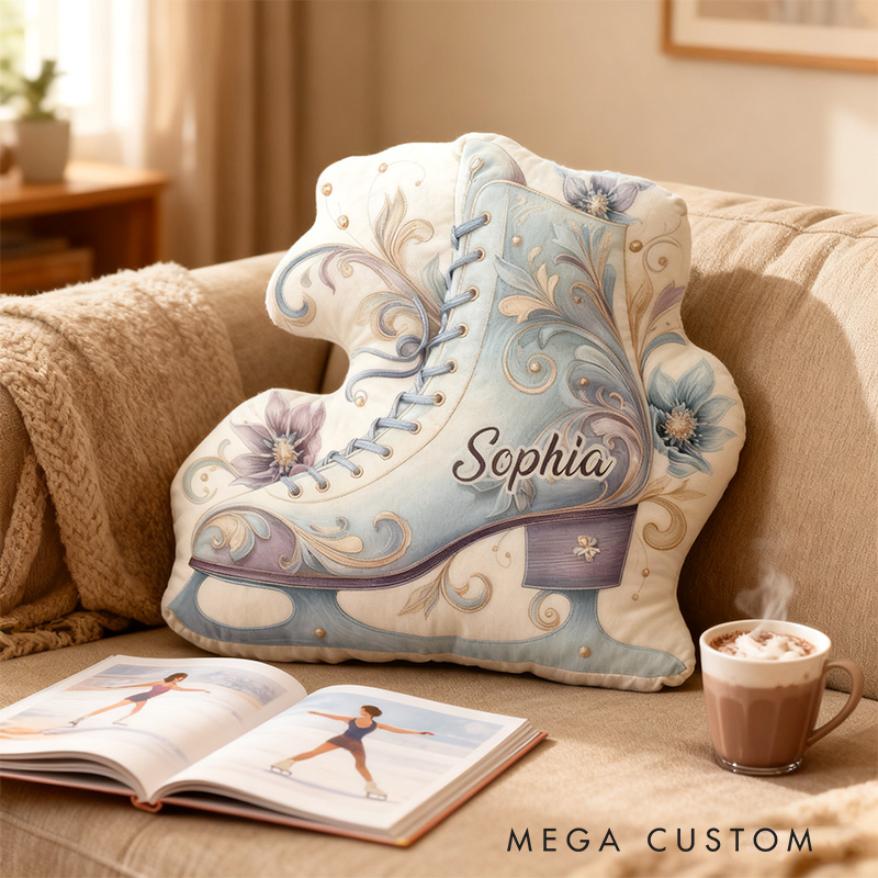Personalized Graphic 3D Print Art Decor Style Ice Skate Shaped Pillow for Ice Skate Lovers Pillow Christmas Gift for Kids
