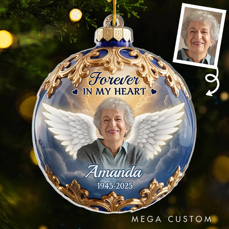 Personalized Christmas Memorial Sympathy Gifts for Loss of Loved One Held in Gentle Memory Custom Photo Acrylic Ornament