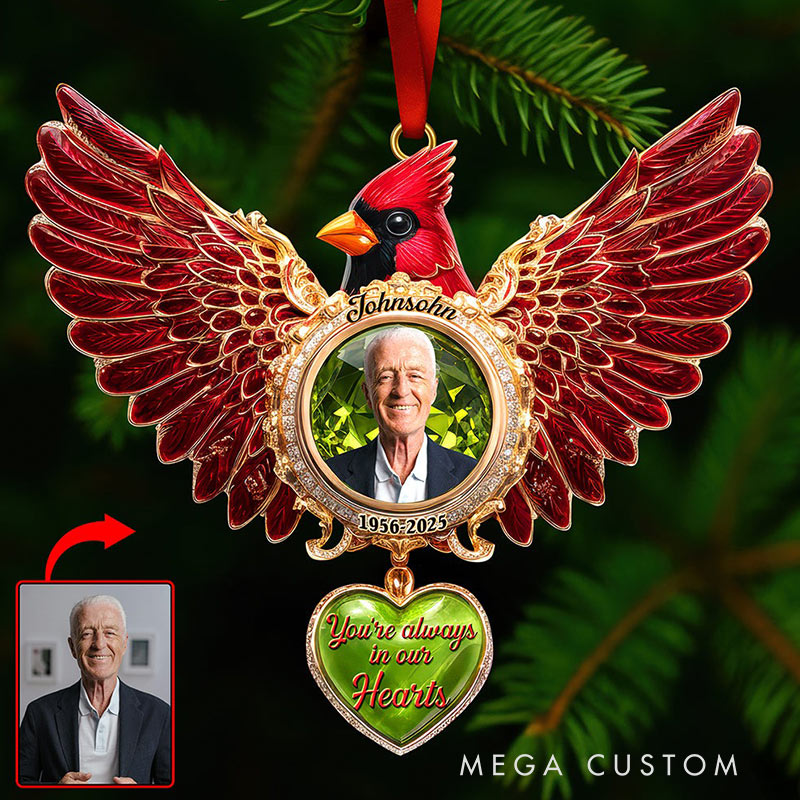 Personalized Cardinal Memorial Christmas Ornament Custom 2D Flat Photo Acrylic Ornament Gifts for Loved Ones In Heaven 