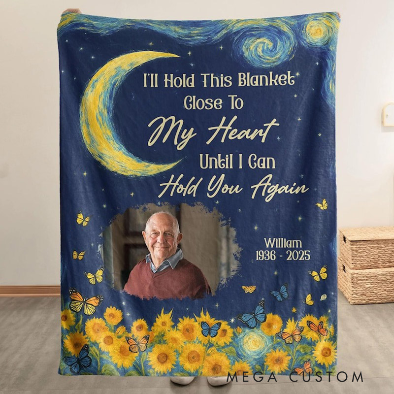 Personalized Blanket When You Miss Me Hug Me Custom Memorial Blanket for Loved One Gift for Loss Sympathy Gifts for Late Family