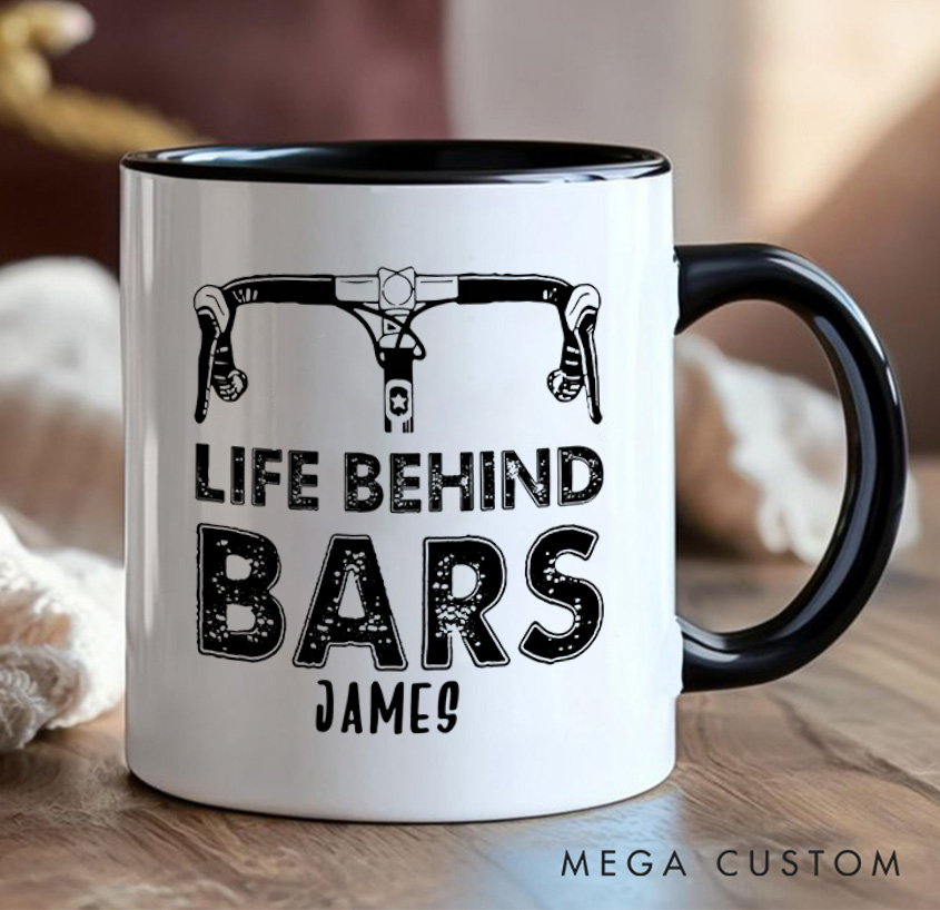 Personalized Life Behind Bars Mug Funny Biker Mugs Biker Gifts Cyclist Mug Women Cyclist Joke Bike Gift For Cyclistsfor Biker Cycling Riding Lovers