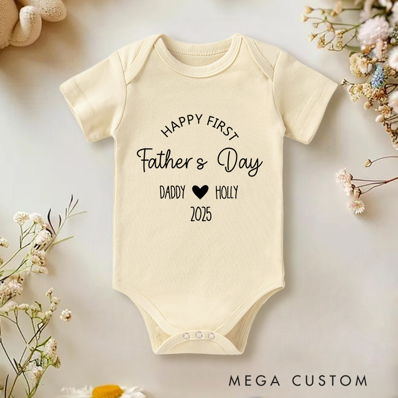 Personalized Happy First Father's Day Baby Onesie Gifts for Dad from Baby