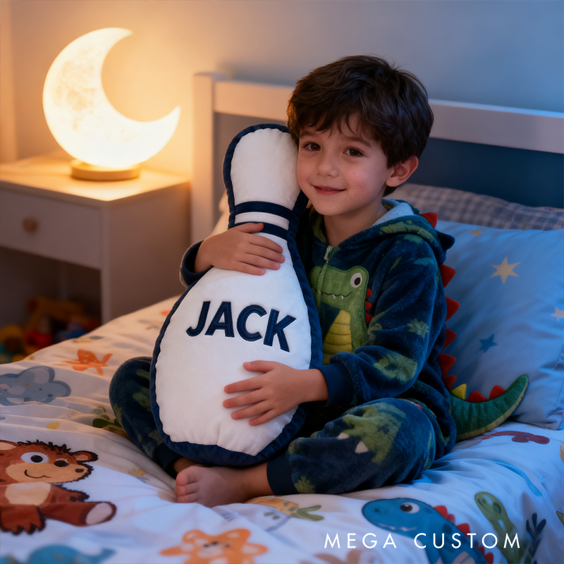 Personalized Bowling Pin Pillow with Custom Name Fun and Striking Decor for Bowling Lovers