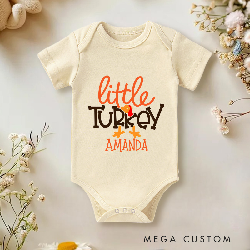 Personalized Thanksgiving Little Turkey Baby Onesie Gift for New Baby