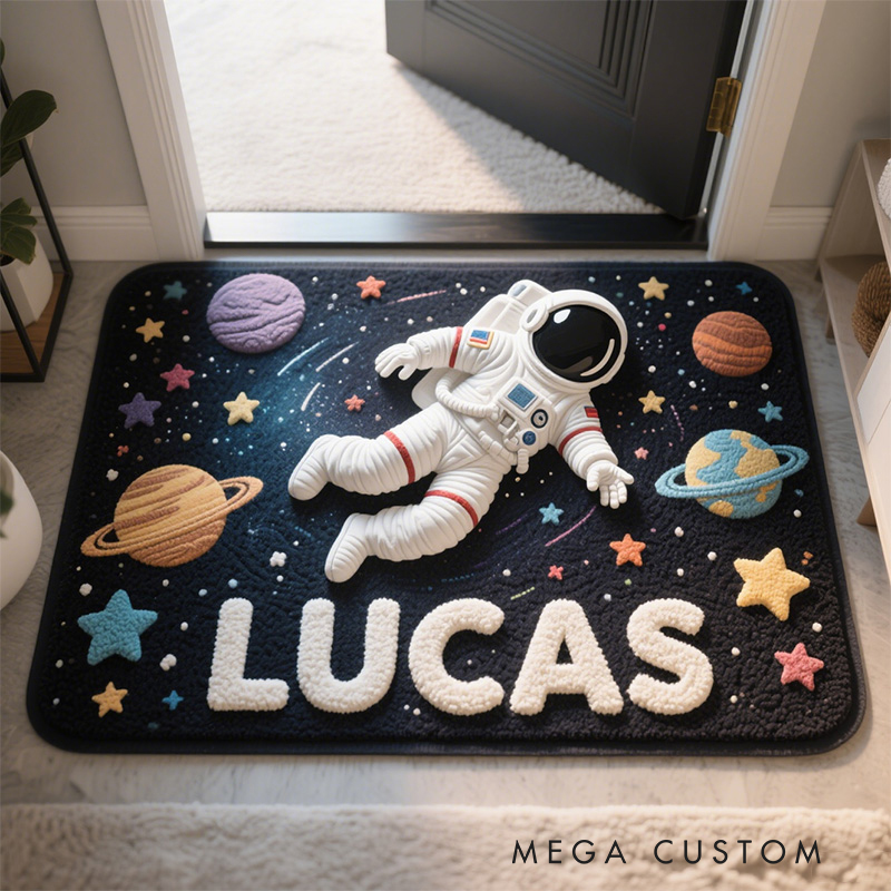 Personalized Space Galaxy Custom Name Soft Decorative Gift Cosmic Planet Style Cozy Bedroom Star Astronaut Rocket Adventure Dream Universe Fun Playtime Room Carpet Rug for Kids
