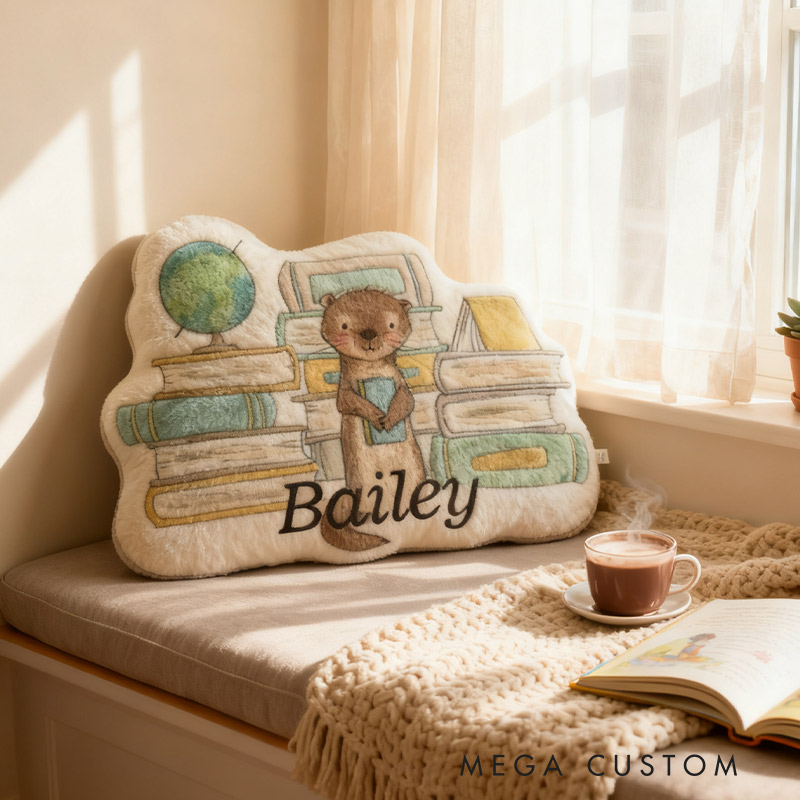 Personalized Library Critter Pillow Graphic 3D Print Gift for Reading Lovers