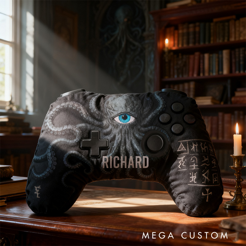 Personalized Graphic 3D Print Mysterious Game Controller Shaped Pillow for Game Lovers Plush Pillow Christmas Gift for Kids