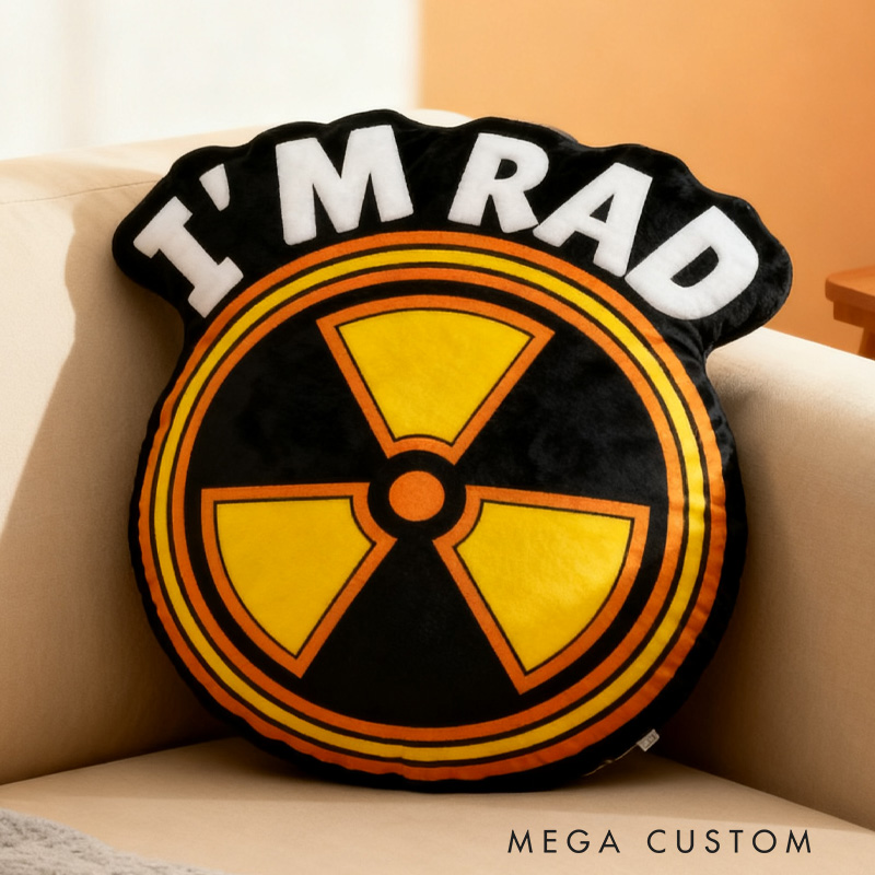 Personalized I'm Rad Pillow Funny Radiation Symbol Pillow Science Nerd Pillow Dark Humor Gift for Geeky Tech