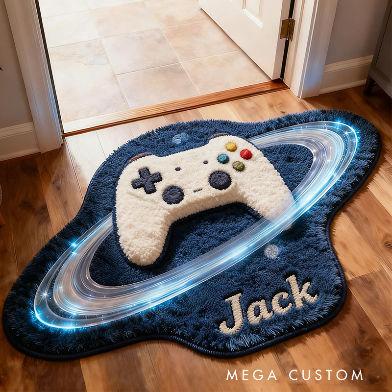 Personalized Graphic 3D Print Galaxy Controller Rug with Ring Effect for Gamer Game Lovers Gift for Kids