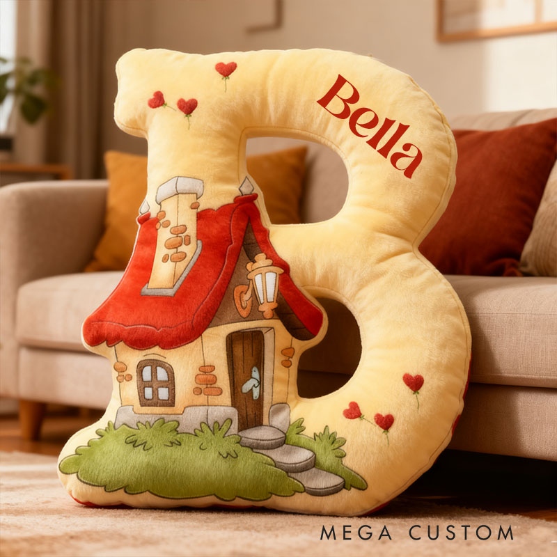 Personalized Letter Pillow Housewarming Pillow Graphic 3D Print Custom Name Cozy Home Decor with Charming Cottage Soft Accent Cushion New Home Gift