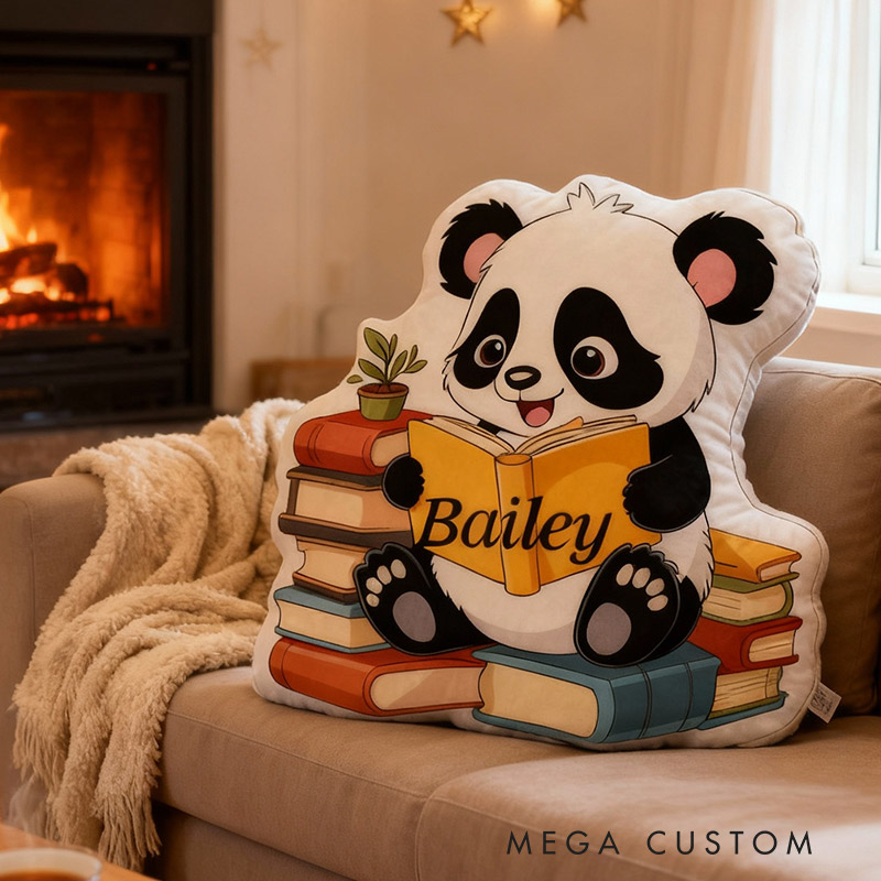 Personalized Cute Panda Pages Pillow Graphic 3D Print Gift for Reading Lovers