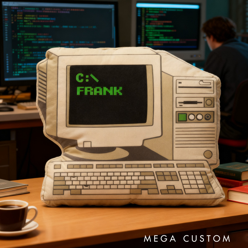 Personalized Retro Computer Pillow Funny IT Programmer Tech Pillow Humor Gift for Geek Nerd Lover