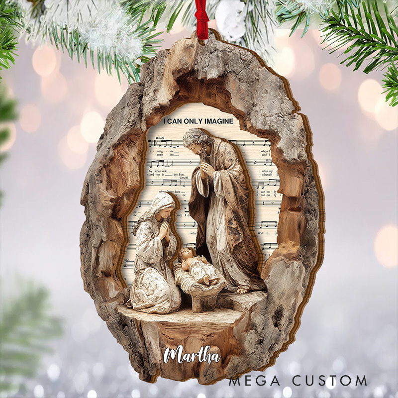 Personalized I Can Only Imagine Nativity Acrylic Ornament with Name Nativity Scene within Tree Hollow Ornament Baby Jesus Virgin Mary Joseph Xmas Gift