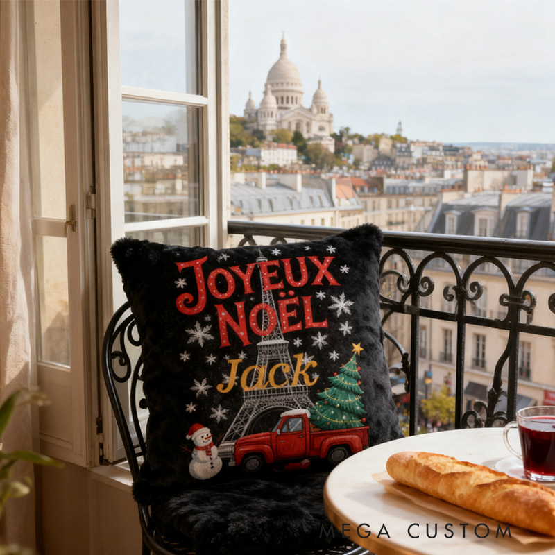 Personalized Parisian Noël Pillow Christmas Pillow Graphic 3D Print Pillow for Travel Lovers