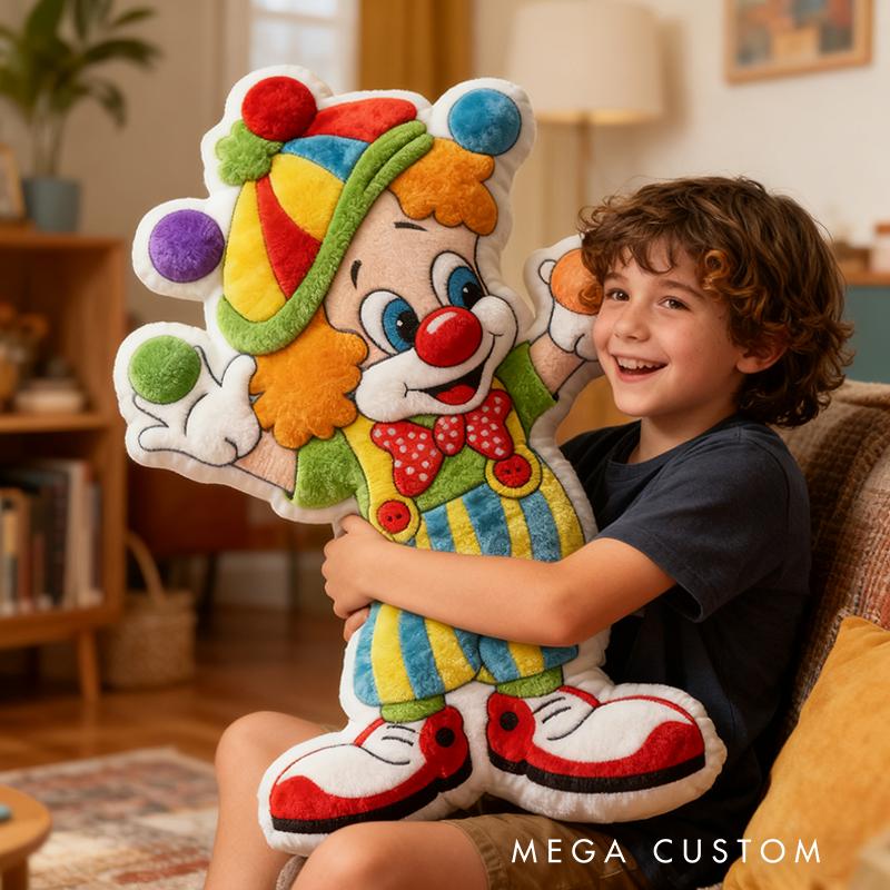 Personalized Colorful Cartoon Clown Christmas Gift Pillow Fun Circus Style with Vibrant Balloons Perfect for Kids' Room Decor