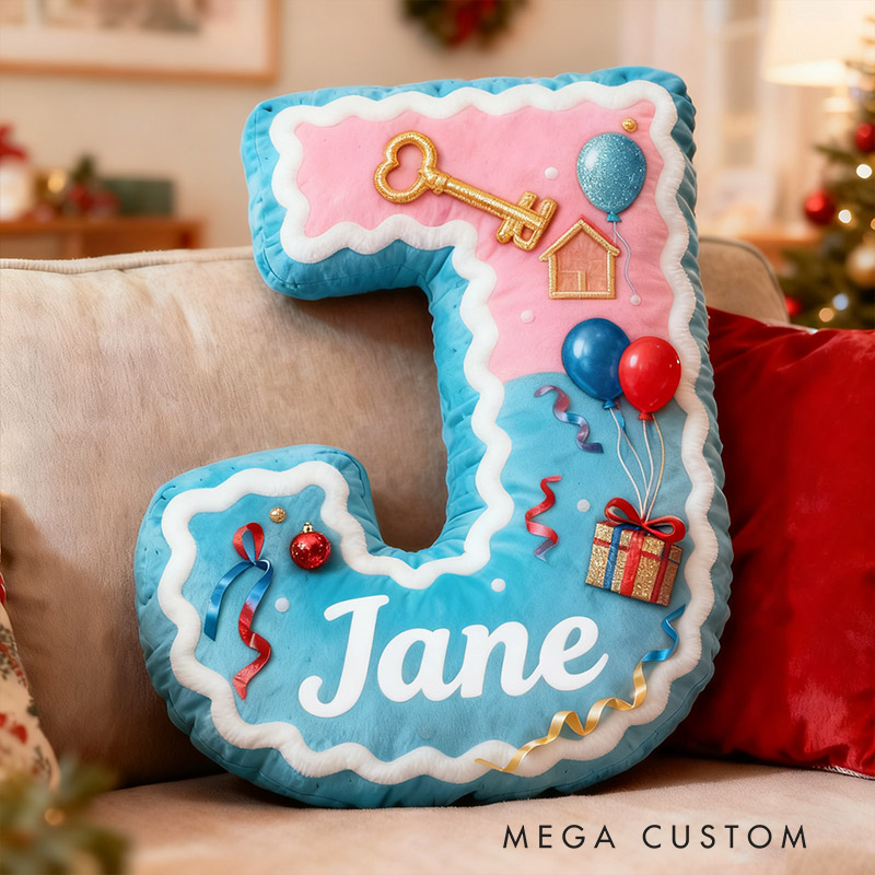 Personalized Initial Pillow Graphic 3D Print Custom Name Pillow Gift for Kids Family Housewarming Gift