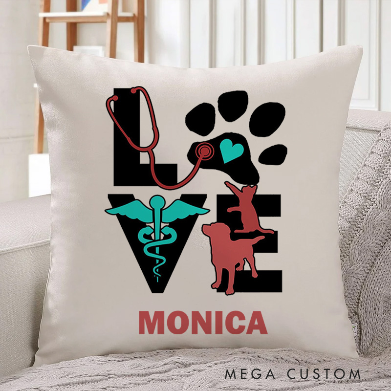 Personalized Throw Pillow for Nurse Love for Veterinary Care Design Nurse Appreciation Gifts