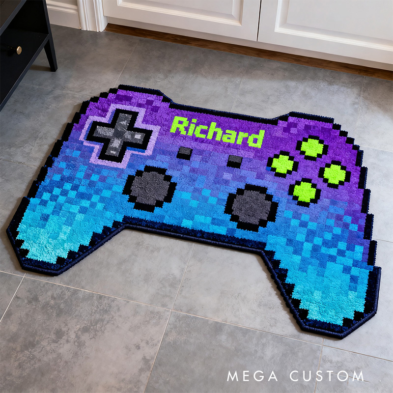 Personalized Graphic 3D Print Pixel Style Controller Rug with Ring Effect for Gamer Game Lovers Gift for Kids