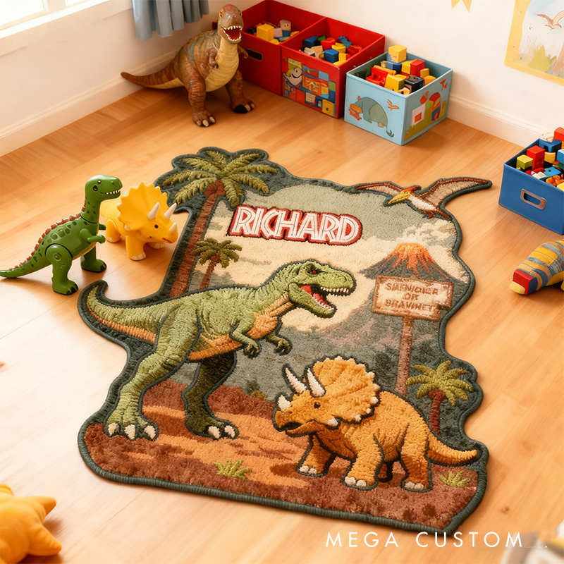 Personalized Graphic 3D Print Dinosaur Life Rug for Movie Lovers Gift for Kids