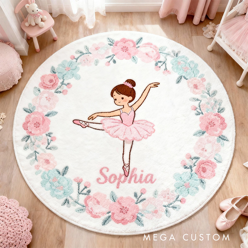 Personalized Flora Ballet Dance Rug for Dance Lovers Gift for Kids Christmas Gifts