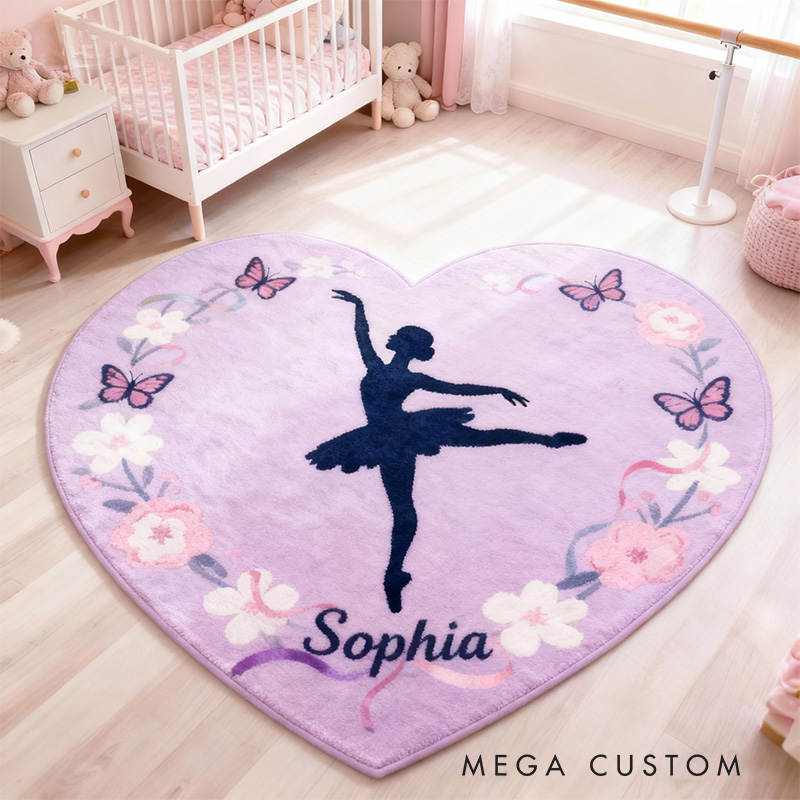 Personalized Heart Shape Ballet Dancer Rug for Dance Lovers Gift for Kids Christmas Gifts