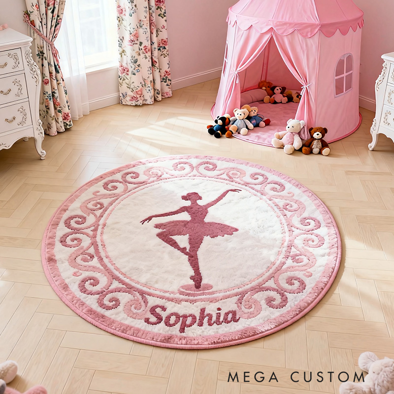 Personalized Art Decor Ballet Dancer Rug for Dance Lovers Gift for Kids Christmas Gifts