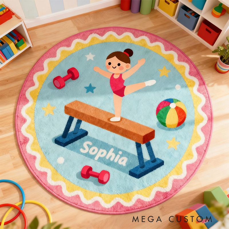 Personalized Gymnastic Girl Rug for Gymnastic Lovers Gift for Kids Christmas Gifts