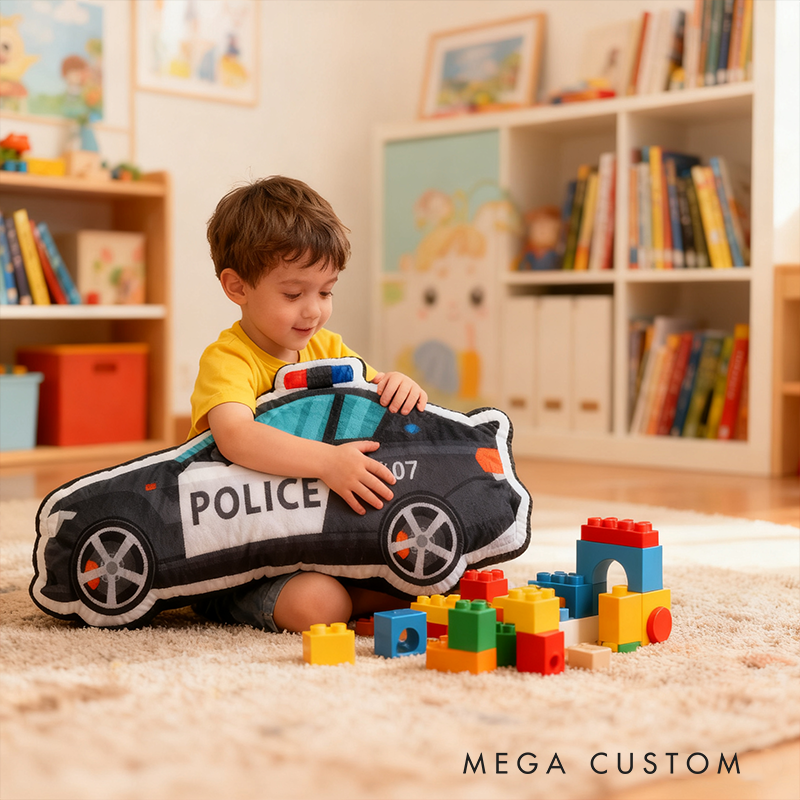Personalized Police Car Shaped Cushion Fun and Comfortable Decorative Pillow Car Enthusiasts Gift