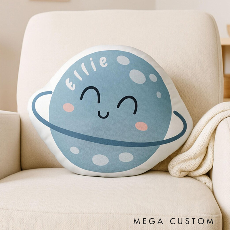 Personalized Saturn Pillow Custom Name Planet Cushion for Kids Room Decor Gifts for Astronomy Enthusiasts