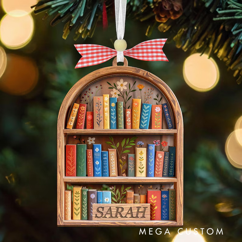 Personalized Christmas Book Ornament for Book Club 2D Acrylic with Name Bookshelf Decor 2025 Book Ornament Tree Decor for Readers