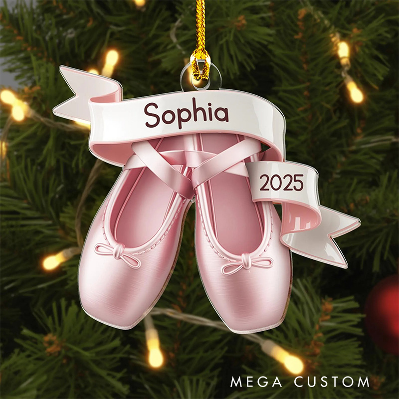 Personalized Graphic 3D Print Ballet Shoes Acrylic Ornament for Dance Lovers Ornament Christmas Gift for Kids