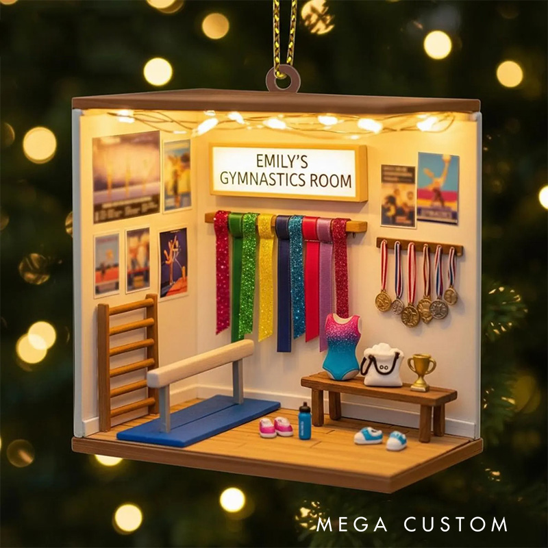 Personalized Gymnastic Room 2D Flat Acrylic Ornament for Gymnastic Lovers Ornament Christmas Gift for Kids