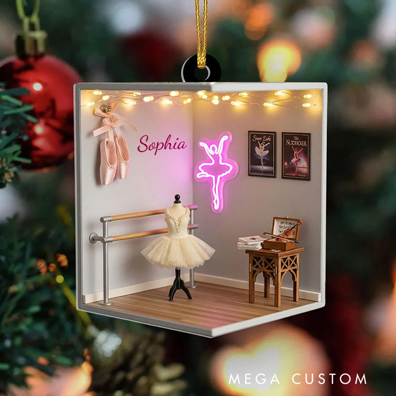 Personalized Ballerina Room 2D Flat Acrylic Ornament for Dance Lovers Ornament Christmas Gift for Kids