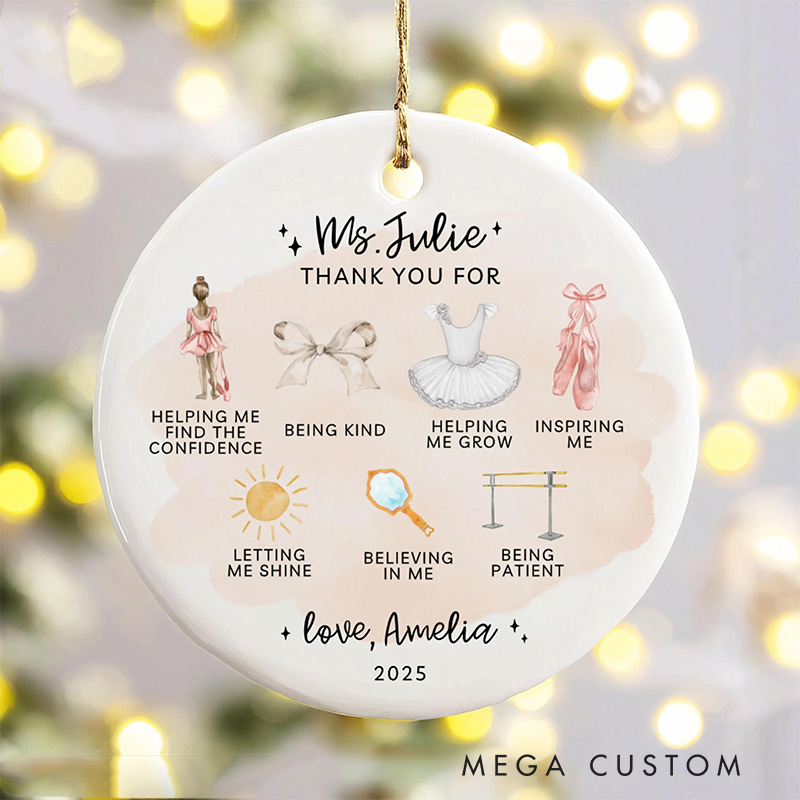 Personalized Dance Teacher Christmas Ceramic Ornament Dance Lovers Dance Coach Christmas Gift Dancer Xmas Gift Christmas Decor