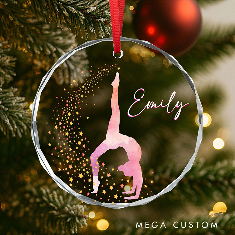 Personalized Gymnastics Sports Glass Christmas Ornament Gymnastic Lovers Christmas Gift Dancer Xmas Gift Christmas Decor
