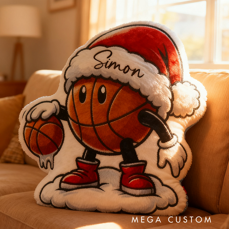 Personalized Christmas Basketball Pillow with Custom Name Design