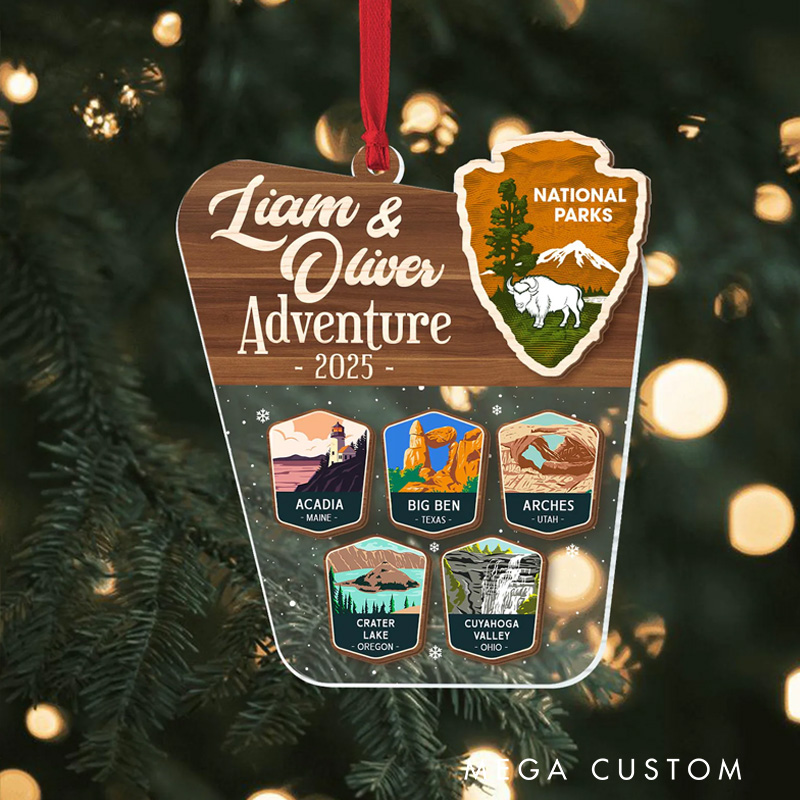 Personalized National Parks Christmas Ornament Adventure Lovers Ornament Mountains Christmas Keepsake Couple Outdoors Christmas Gift