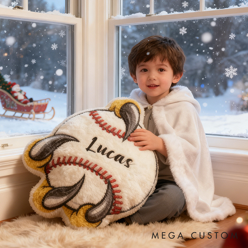 Personalized Baseball Pillow with Fierce Claw Design and Custom Name for Sports Lovers and Kids
