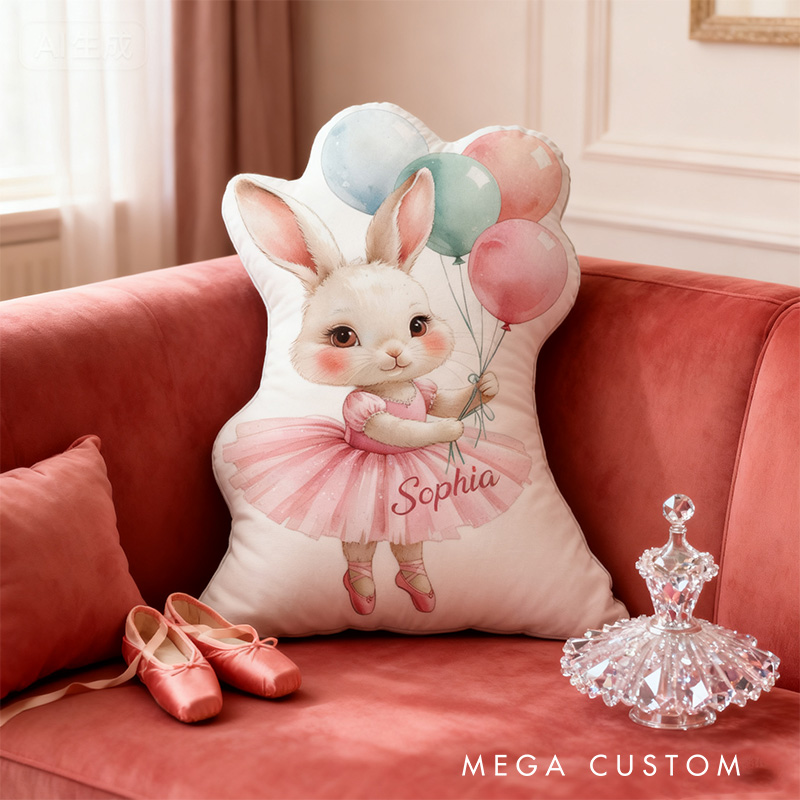 Personalized Cartoon Ballet Rabbit Shaped Pillow for Dance Lovers Pillow Christmas Gift for Kids