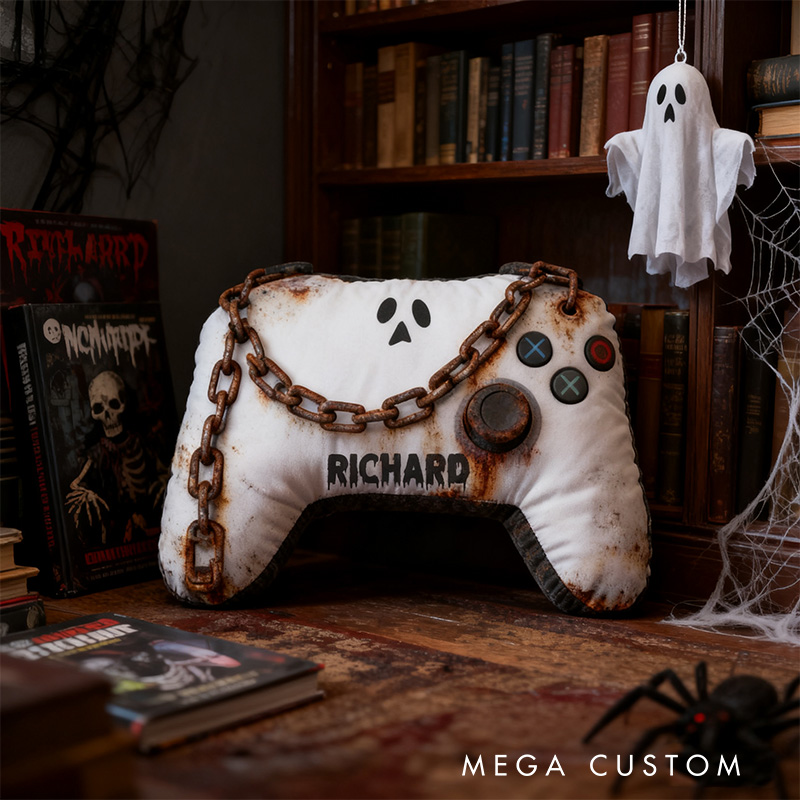 Personalized Graphic 3D Print Horror Game Ghost Controller Shaped Pillow for Game Lovers Plush Pillow Christmas Gift for Kids