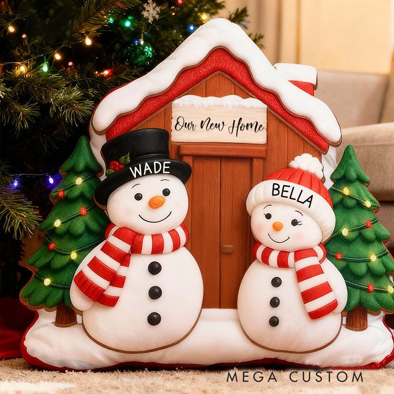 Personalized Holiday Pillow Graphic 3D Print Custom Family Names Cozy Christmas Decor with Snowman Family and Sweet Home Christmas Gifts